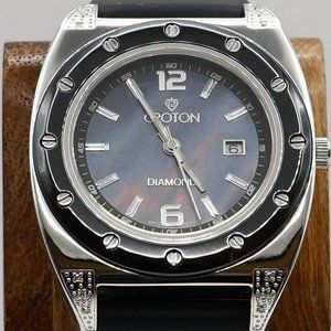 Fantastic Croton Diamond Black MOP -Ceramic Bezel- Swiss Movement Complete Set!
